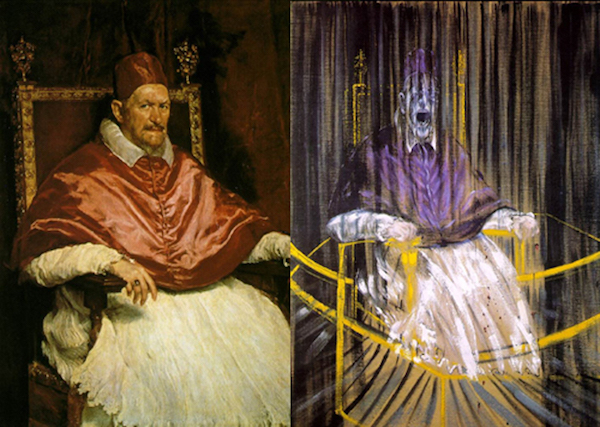 委拉斯凯兹的教皇英诺森十世肖像与培根名作《基于委拉斯凯兹的教皇英诺森十世肖像》